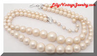 Vintage JAPAN faux Pearls 2 Strand Necklace