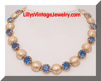 Vintage KRAMER Sapphire Blue Headlight Rhinestones Necklace