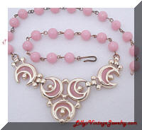 Vintage KRAMER Pink Inserts Rhinestones Necklace
