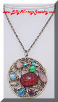 Vintage Multi Stone Gorgeous Pendant Necklace
