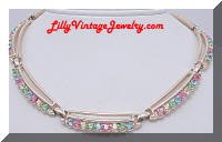 Pretty Pastel Rhinestones Linked Vintage Necklace