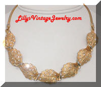 Pennino Gold leaf rhinestones necklace