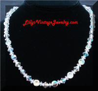 Vintage Aurora Borealis Crystals Necklace