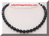 Vintage Black Glass Beads Choker Necklace