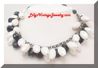 Vintage White Black Dangling Beads Necklace