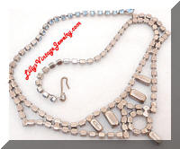 Vintage Blue Rhinestones Fringe Collar Necklace