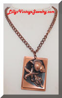 Vintage Copper Sea Life Pendant Necklace