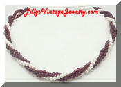 Torsade Deep Red faux Pearls Multi Strand Necklace
