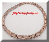 Vintage gold tone collar necklace aqua rhinestone
