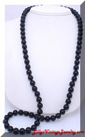 Long Black Glass Beads Vintage Necklace