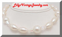 oblong pearls crystals necklace