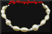 Obling faux pearls crystals choker necklace