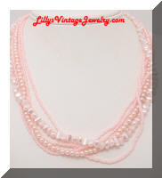 Multi Strand Pink faux Pearls Necklace