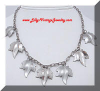 A Fun Silver tone Leaf Charm Necklace