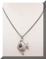 Vintage Silver Fish Pendant Necklace