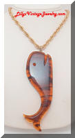 Vintage faux Amber Lucite Whale Pendant Necklace