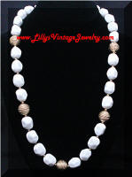 Fun Vintage White Gold Beads Necklace