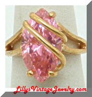 Contemporary Caged Pink CZ 18 KGE Cocktail Ring
