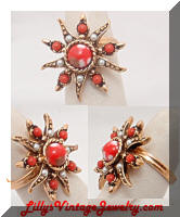 Vintage Sarah COVENTRY Antique Star Coral Pearls Ring
