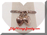 Vintage 925 Sterling Hearts Charms Ring