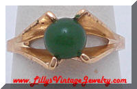 Vintage VARGAS Green Glass Jade Dinner Ring