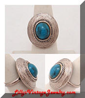 Vintage South Western Silver Turquoise Ring