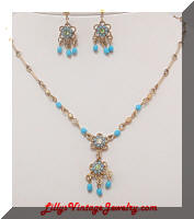 Contemporary AVON Floral Dangles Necklace Earrings Set