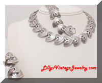 Vintage BERGERE Silver tone Necklace Bracelet Earrings Set