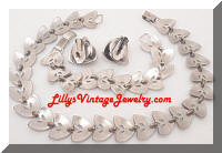 Vintage BERGERE Silver tone Necklace Bracelet Earrings Set