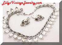 Vintage CORO Silver Fringe Necklace Earrings Set