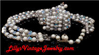 Vintage LAGUNA faux Pearls Crystals Necklace Wrap Bracelet Set