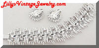 vintage Lisner textured silvertone bracelet earrings set