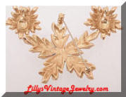 Vintage MONET Golden Branch Stars Brooch Earrings Set