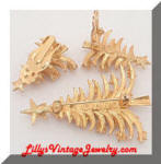 Vintage MYLU Golden AB Pearls Christmas Tree Brooch Earrings Set