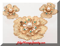 Vintage Sarah Coventry Splendor Flowers Brooch Earrings Set