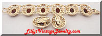 Golden Domed Topaz Rhinestones Chunky Bracelet Earrings Set