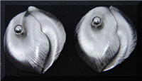 Whiting & Davis Brushed Silver tone Leaf Earrings