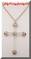 1970's WHITING and DAVIS Frosted Cross Pendant Necklace